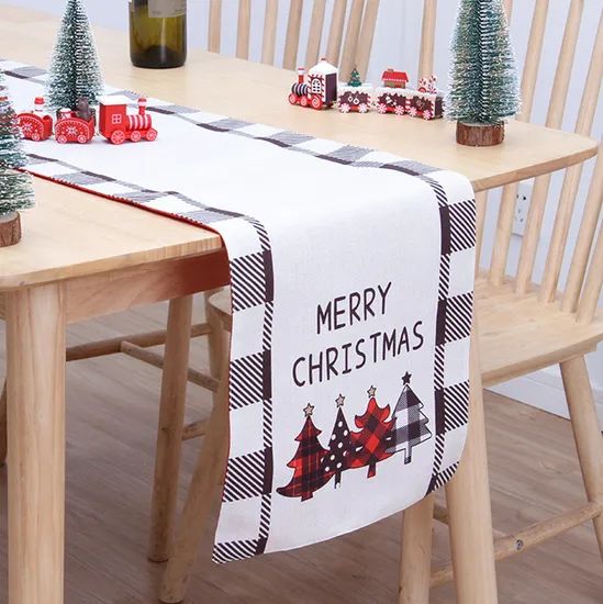 Christmas Table Runner Double Layer Cotton Linen Table Mat Origin China Model NO. NV-213 Suitable for All Material Polyester - Image 2