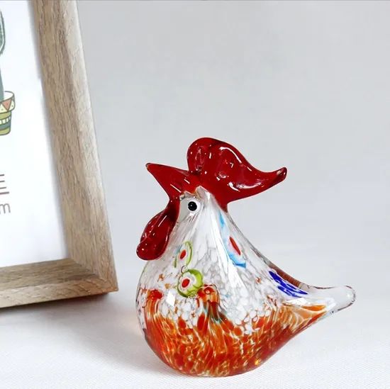 Colorful Art Deco Chicken Ornament Cartoon Design Glass Crafts Knick-Knack for Birthday Gift Decoration - Image 3