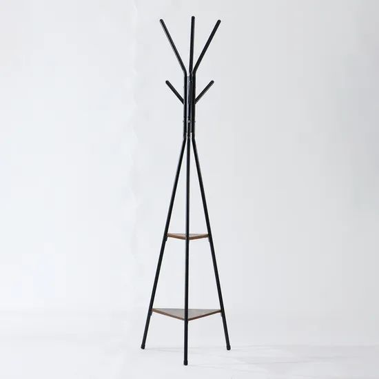 Durable Home Storage Triple-Sided Coat Tree Rack with Wooden Boards - Image 3