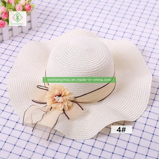 High Quality Fashion Straw Cap Sunscreen Beach Women Hat with Ribbon - Image 1