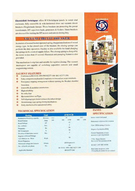 Three Phase 1250A Indoor VCB Panel Power 11KV Voltage 22 kV Material CRCA Bus Bar Copper Warranty 1years Phase Three - Image 5