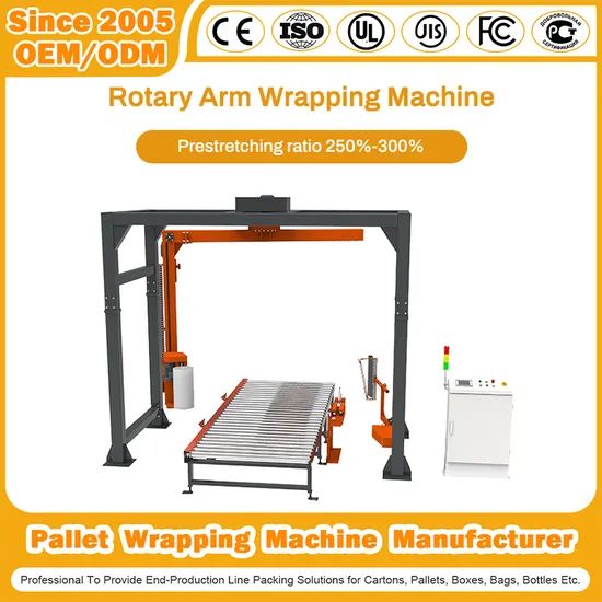Automatic Wrapper Pallet Stretch Packing Inline Rotary Arm Wrapping Machine Manufacturer for Generator/ Steam Turbine/Electronic Instrument - Image 1