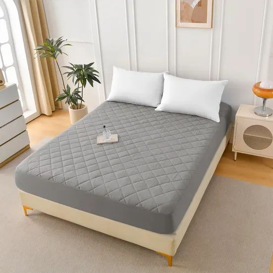 Quilted 100% Polyester Plaid Mattress Topper King 1Y MOQ200 Size King Style Plaid MOQ 200 PCS Origin China Season Everyday - Image 6