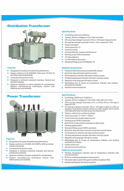 250kVA 3-Phase ONAN Distribution Transformer Standards IS-2026 Cooling Type ONAN Insulation Class A Voltage Ratio - Image 1