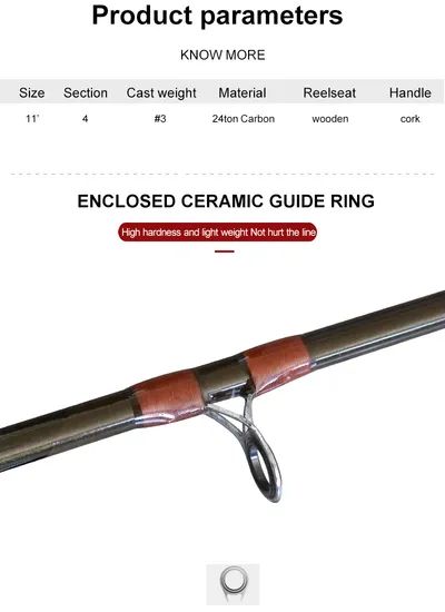 24ton Carbon Cork Handle Medium Action Fly Fishing Rods MOQ 200 OEM Yes Action M Section 4 Weight 3# Color Black Power - Image 5