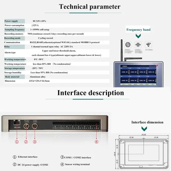Wholesale High Quality Data Logger Data Acquisition Device Model NO. T3 IP Rating IP54 Origin Shenzhen Trademark Toprie Screen Size - Image 5