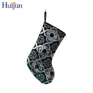 Custom Crafted 19 Inch Christmas Stocking with Sequins Embroidered Holiday Party Decor Supplies - Image 2