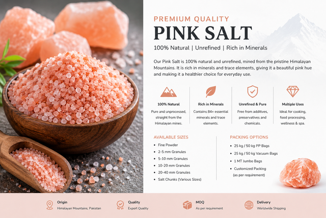 himalayan pink salt Delivery Form Bag, Big Bags, Bottles, Bulk Delivery Weight > 0.5 kg to 5 kg, > 1.000 kg to 5.000 kg, > 25 kg to 1000 kg, > 5 kg to 25 kg, > 5000 kg, Up to 0.5 kg - Image 1