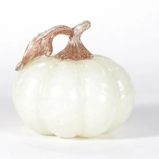 Glass Arts Crafts Handmade White Pumpkin Shaped Glass Ornaments - Image 1