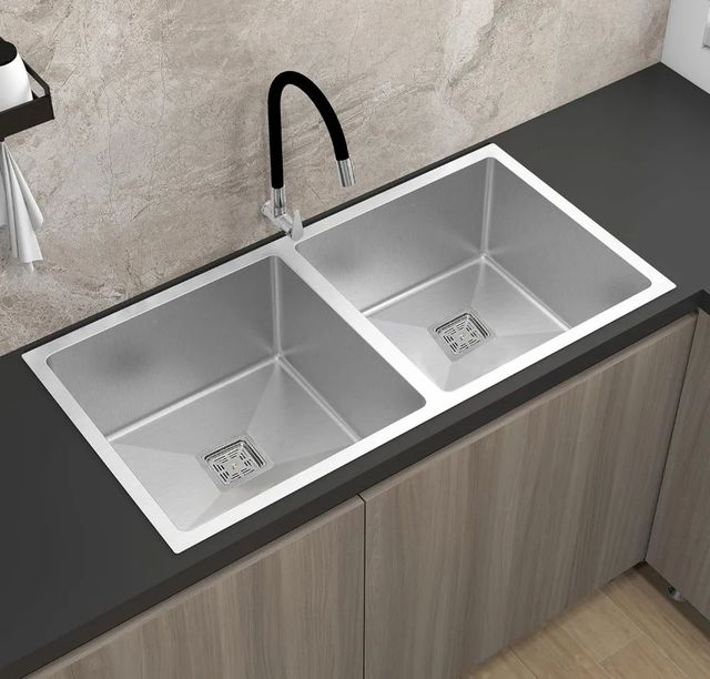 Double Bowl Sink Stainless Steel Kitchen Sinks Brand Nirali Design Modern Surface Polished Shape Rectangular Sink Type Double Bowl - Image 1