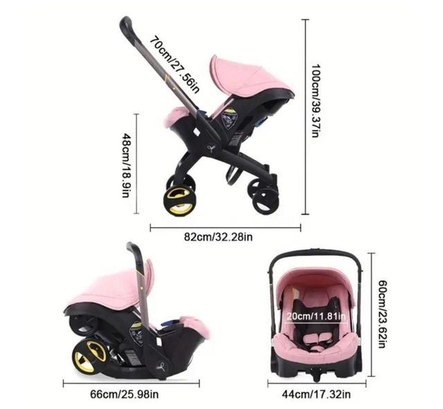 Brand New 2-in-1 Baby Stroller & Car Seat – Pink Color Pink Harness System Comfortable And Safe Function 2-in-1 Baby Stroller And Car - Image 4
