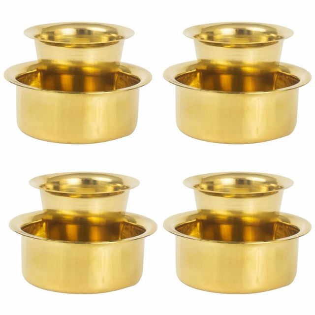 Golden Brass Coffee Dabara Set Size Medium Color Golden Finish Golden Pattern Plain Material Brass Thickness 1 MM Capacity 150 - Image 2