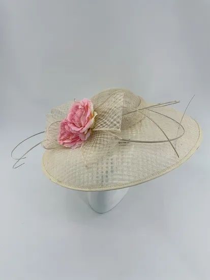 Derby Sinamay Hats Fashion Church Hats with Bright Flowers - Image 1