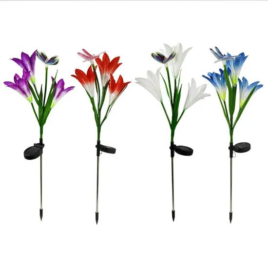Solar Garden Stake Flower Lamp Outdoor Multi Color Changing LED Lily Powered Lawn Landscape Light - Image 6