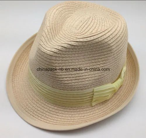 Ladys Polybroid Fedora Hats with Organza Ribbon - Image 1