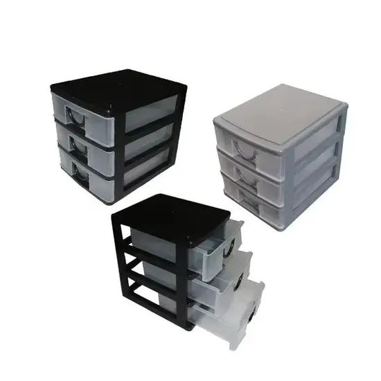 Plastic Three-Layer Storage Box Desktop Divider Boxes Three Drawers Plastic Storage - Image 2