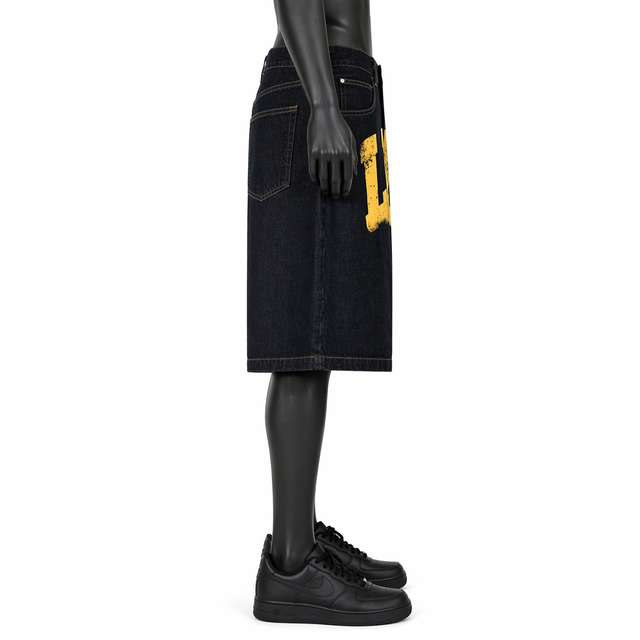 Custom Baggy Denim Jorts Manufacturer Oversized Graphic Print Jorts Clothing Apparel Supplier OEM Streetwear Denim Short - Image 4