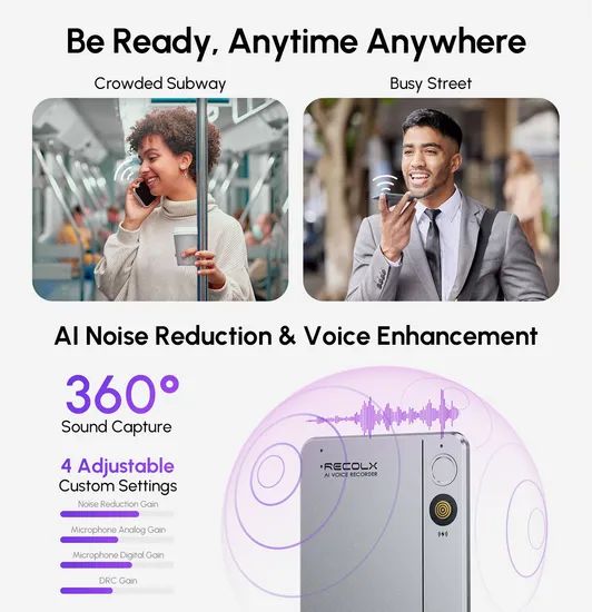 Advanced Ai Voice Recorder with 30 Hours Digital Recording Time - Image 4