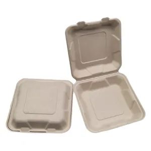 Sugarcane Bagasse Pulp Lunch Box Eco-Friendly Disposable Food Containers, Biodegradable Takeout Packaging - Image 3