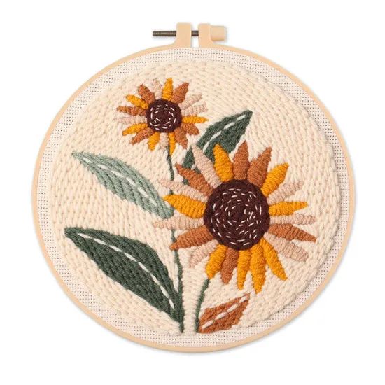 DIY Handwork Embroidery Hoop Kit with Flower Embroidery Threads & Punch Needle Sewing & Weaving Toys - Image 4