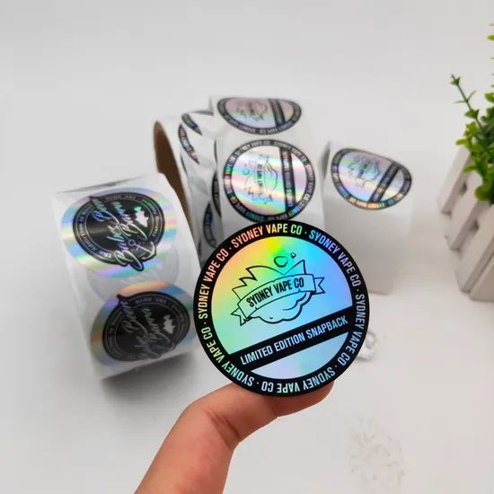 Custom Holographic Sticker Labels Cosmetic Bottle Labels Shape Round Origin China Pack Style Roll HS Code 3926909090 Trademark Sinicline - Image 4