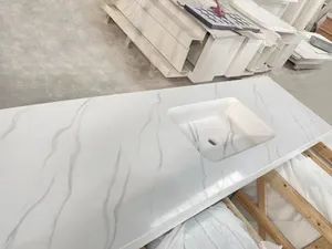 Luxurious White Marble Acrylic Solid Surface for Kitchen Sinks - Image 4