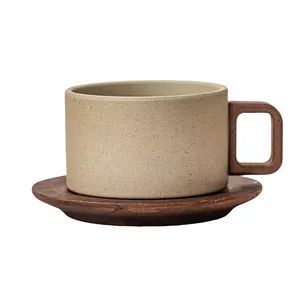Vintage Rustic Ceramic Coffee Cup and Saucer Set Drinkware Pieces Sets Trademark NO Origin China Logo Customed Material Ceramic - Image 5