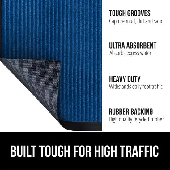 Double Ribbed Striped Mats Entrance PVC Floor Mat Polyester Door Mat - Image 5