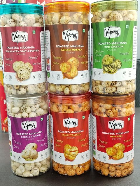 Roasted Fox Nuts (Makhana) Packaging Jar Texture Crunchy Shelf Life 9 Months Grade 4 Plus, 5 Plus Place of Origin India Storage Type Room Temp. - Image 3