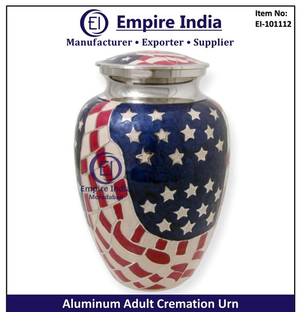 American Flag Theme Aluminum Adult Cremation Urn, Patriotic Memorial Supplier, Empire India - Image 1