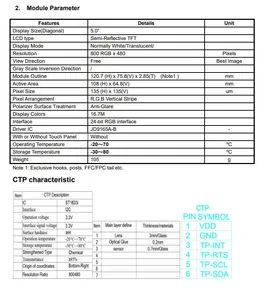 5 Inch Semi-Reflective TFT LCD Module 800*RGB*480 Free View with Jd9165A-B CTP - Image 6