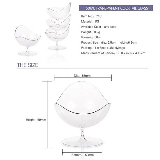 BPA Free 50ml Transparent Irregular Shape Disposable Cocktail Glass - Image 6
