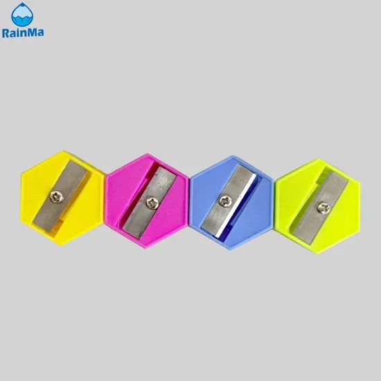 School Mini Hexagonal Handheld Portable Colored Manual Plastic Pencil Sharpeners - Image 1