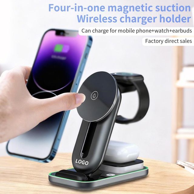4 in 1 15W Wireless Fast Charging Foldable Stand Magnetic Desktop Wireless Charger Can Charge for Mobile Phone Watch Ear - Image 3