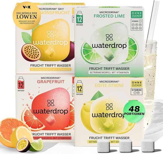 Waterdrop® Microdrink Set, 48 Waterdrop Drops Cubes, 4 Fruity Varieties, Sugar-free Drink Powder, Flavour for Water, Low Calorie with Valuable Vitamins, Effervescent Tablets, Water Additive - Image 5