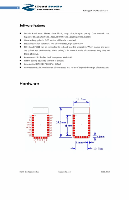 Bluetooth Module Hc 05 Pin Count 6 Brand Genric Frequency Range 2.4GHz Model Name/Number HC-05 Part Number Bluetooth - Image 4