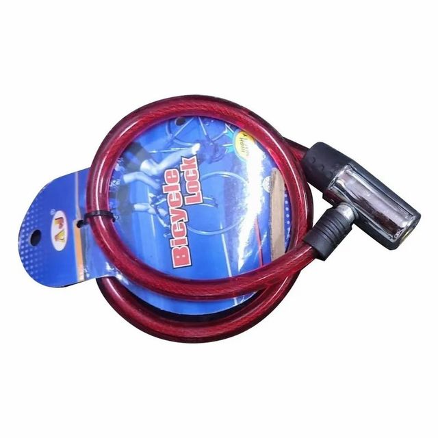Key Lock Red PVC Bicycle Locks Color Red Material PVC Lock Type Key Lock Cable Thickness 6mm Cable Length 15inch Usage/Application - Image 2