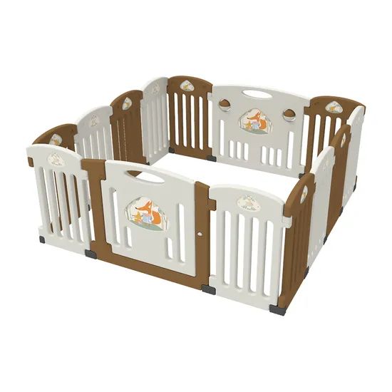 Plastic DIY 10 Panels Kid's Baby Indoor Fences Playpen with Game Gate - Image 2