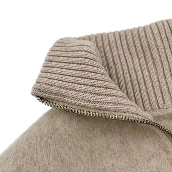 Custom Wool Cashmere Style Rib Knit Collar Fabric Origin China Yarn Count 48 S Trademark yinmei Technics Knitted Width 65 Cm*22 - Image 1
