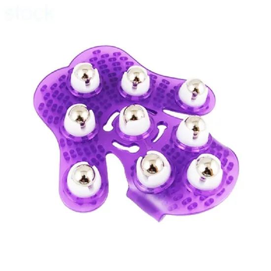 China Stock Stainless Steel Rolling Balls Massage Glove Yoga Rehab Pain Relieve 9 Balls Rotating Massage Balls - Image 2