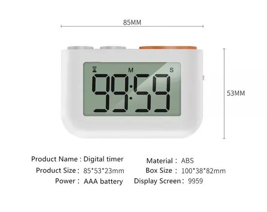 Household Timer Digital Alarm Timer Clock with Large LCD Display - Image 5