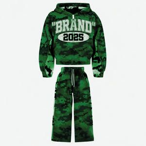 Unisex Custom Camouflage Tracksuit Hooded Full Sleeve Streetwear Trendy Print Loose Fit Adult Autumn Drawstring Pants Set - Image 5