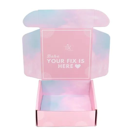 Custom Printed Gradient Pink Corrugated Mailer Box Shipping Packaging Carton - Image 1