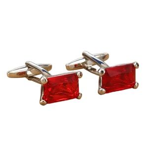 Copper Set Bar Pink Crystal Rhinestone Men's Shirt Cufflink Color Gold Shape Square Pattern Flag Plating Gold Cufflink - Image 3