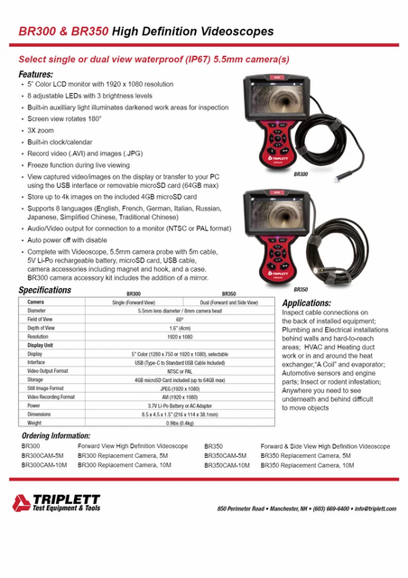 High Definition Borescope Inspection (BR300) Cable 5m Interface Usb Diameter 5.5mm Field Of View 60° Image Zoom 3X, 3x Freeze Function - Image 3