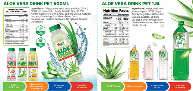 500ml VINUT Original Aloe Vera Juice Drink (Enrich Vitamin & Fiber) - Image 2