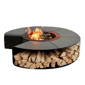Customized Outdoor Garden Wood Storage Fireplace Stove Log Rack Fire Pits Bowl - Image 4