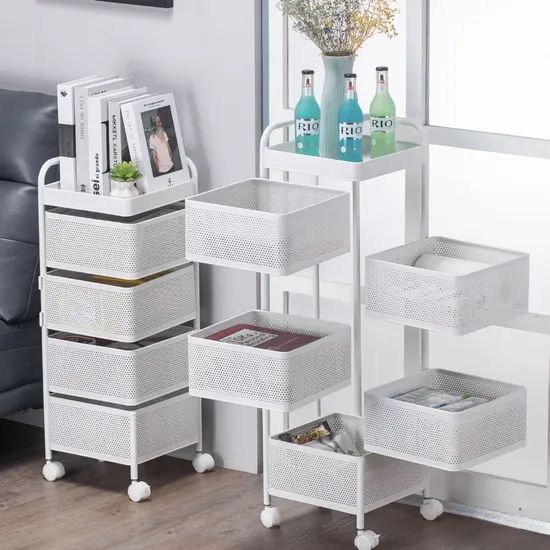 Multi-Layer Rotatable Storage Cart Vegetable Shelf Kitchen Rotating Storage Rack - Image 5