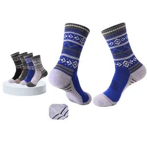 Custom-Logo Geometric Merino Wool Socks Sport Athletic Youth Baseball Socks - Image 2
