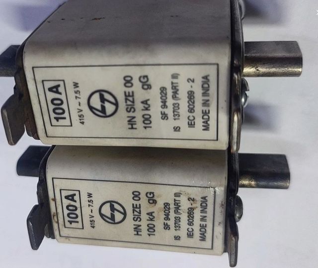 L And T Make Hrc Fuse Link, White, 415VAC Power 100A Color White Brand L & T Voltage 415VAC Material HRC fuse Fuse Voltage - Image 1